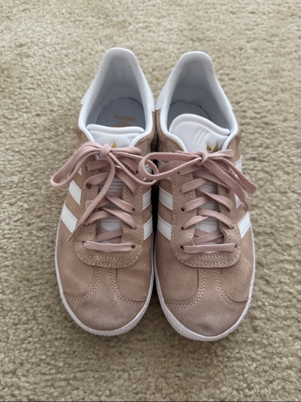 adidas Women's Suede Sneakers in Blush Pink with White Stripes